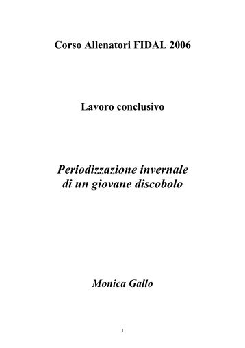 Periodizzazione invernale per un giovane discobolo - Fidal Piemonte