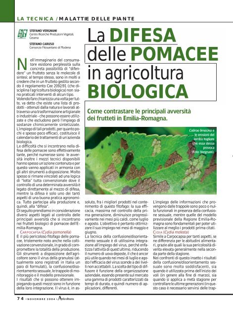 La difesa delle pomacee in agricoltura biologica - Crpv