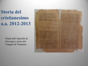 PERIODIZZAZIONE DELLA STORIA DEL CRISTIANESIMO: I-IV sec.