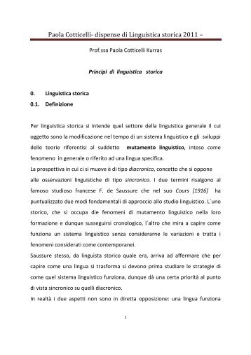 linguistica storica_dispense2011 (pdf, it, 238 KB, 6/1 - Filologia ...