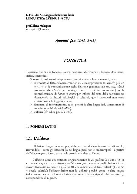 linguistica latina I.pdf - Lumsa