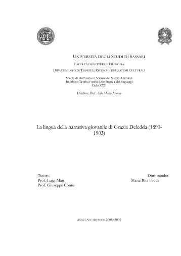 La lingua della narrativa giovanile di Grazia Deledda (1890- 1903)
