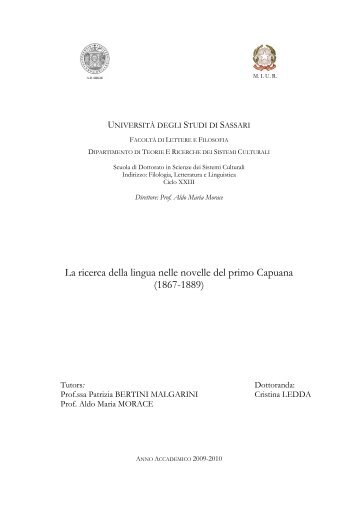 La ricerca della lingua nelle novelle del primo Capuana (1867-1889)