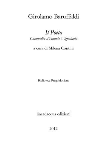 Girolamo Baruffaldi, Il poeta, a cura di Milena Contini Biblioteca ...