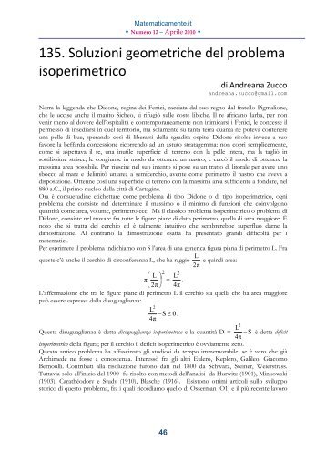 135. Soluzioni geometriche del problema isoperimetrico - Matematica