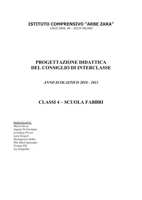 05. Prog. didattica classi quarte - Istituto Comprensivo Arbe Zara