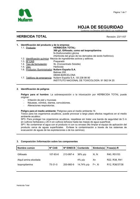 hoja de seguridad - Nufarm