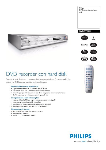 DVDR3300H/19 Philips DVD recorder con hard disk