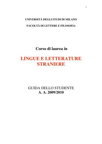 lingue e letterature straniere - Studi umanistici Unimi - Università ...