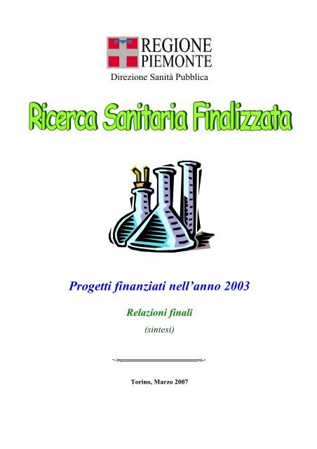Ricerca Sanitaria Finalizzata - anno 2003 - Regione Piemonte