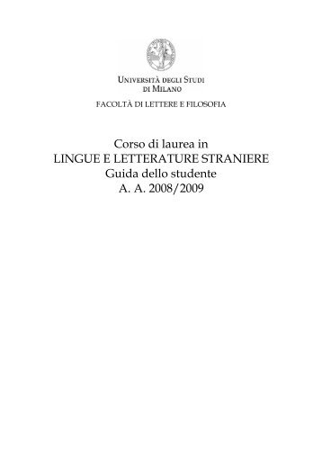 Corso di laurea in LINGUE E LETTERATURE STRANIERE Guida ...