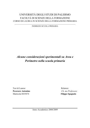 Alcune considerazioni sperimentali su Area e Perimetro nella scuola ...