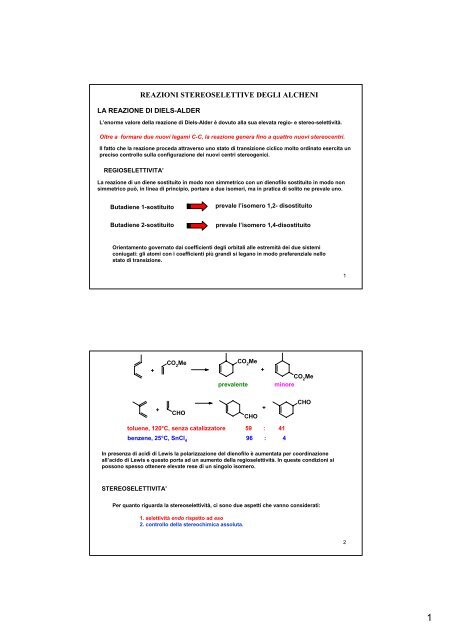 REAZIONI STEREOSELETTIVE DEGLI ALCHENI