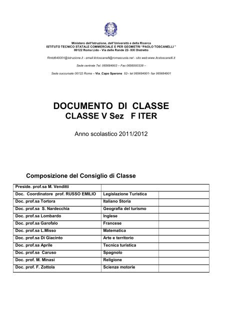 Documento Di Classe Itcs Toscanelli