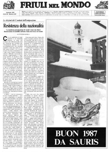 FRIUU NEI MON »if BUON 1987 DA SAURIS - Ente Friuli nel Mondo