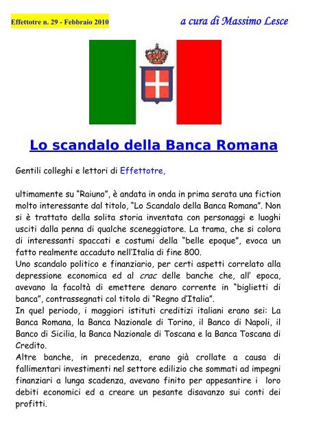 Lo scandalo della Banca Romana - La Bacheca Di Effettotre