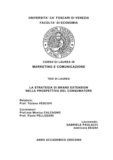 La strategia di brand extension nella prospettiva del consumatore