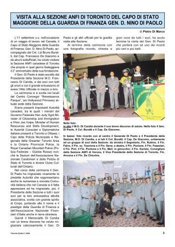 visita alla sezione anfi di toronto del capo di stato maggiore della ...