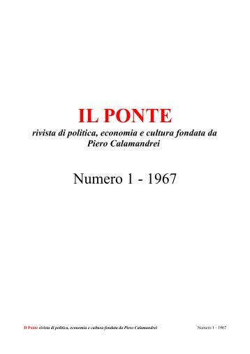 IL PONTE rivista di politica, economia e cultura fondata da Piero ...