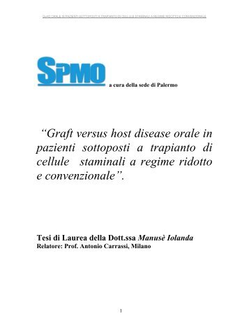 “Graft versus host disease orale in pazienti sottoposti a ... - SIPMO