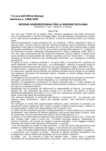 Sentenza n. 1488/2007 del 7 giugno 2007 Œ ... - Corte dei Conti