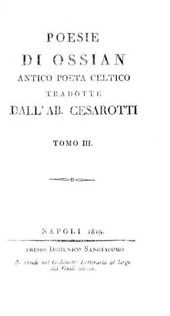 Poesie di Ossian, antico poeta celtico