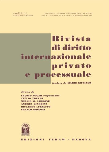 rivista diritto internazionale privato e processuale - Cedam