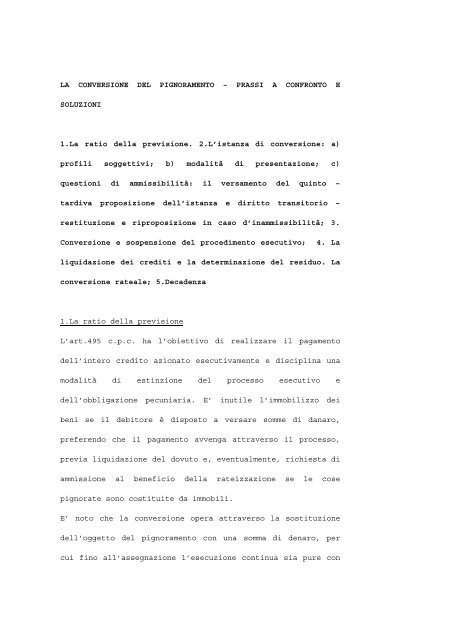 Conversione del pignoramento.pdf - Ordine degli Avvocati di Verona