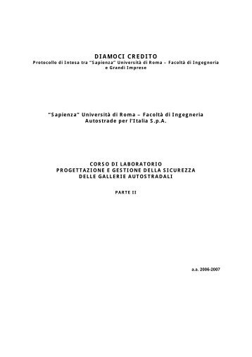 progettazione e gestione della sicurezza delle gallerie autostradali