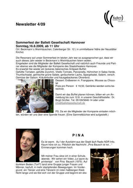Newsletter 4/09 - Ballett Gesellschaft Hannover e.v.