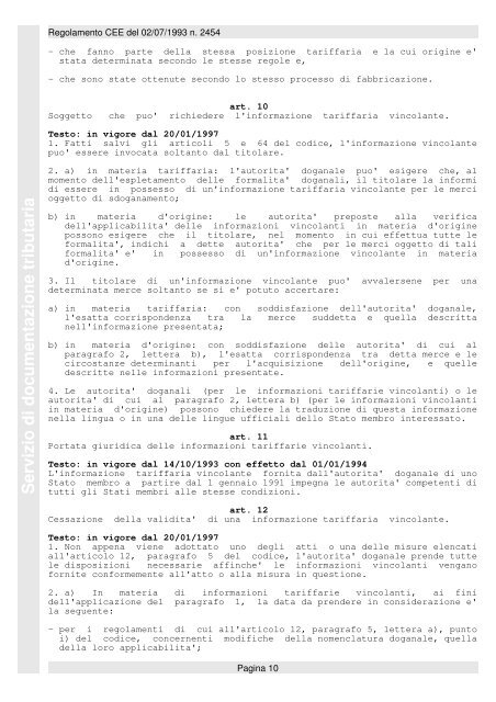 Regolamento CEE n. 2454 del 02/07/1993 - Agenzia delle Dogane