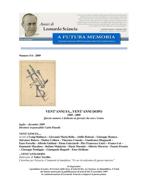 Un itinerario sulla vita e sulle opere di Leonardo Sciascia - Giornale di  Sicilia