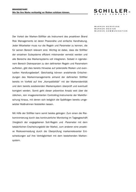 Brandgefahr! - Schiller Brand Company GmbH
