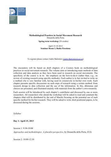 Methodological Practices in Social Movements Research