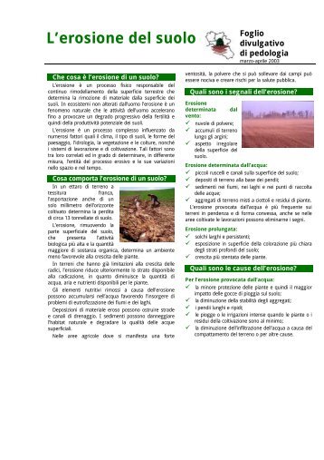 L'erosione del suolo - Regione Campania