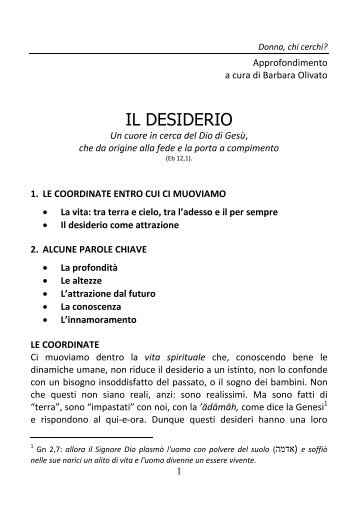 Il desiderio: Approfondimento (scarica in pdf) - Ausiliarie Diocesane