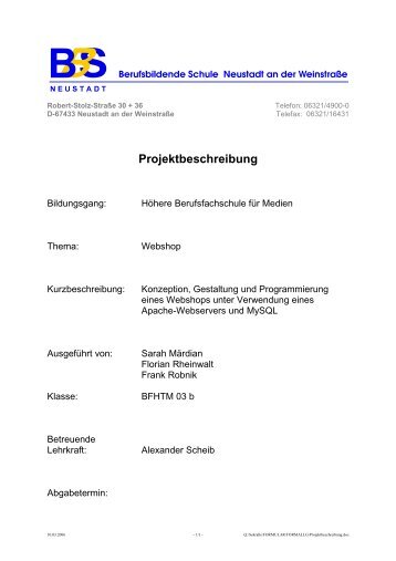 Projektbeschreibung - Berufsbildende Schule Neustadt an der ...