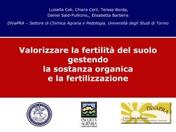 Valorizzare la fertilità del suolo gestendo la sostanza organica e la ...