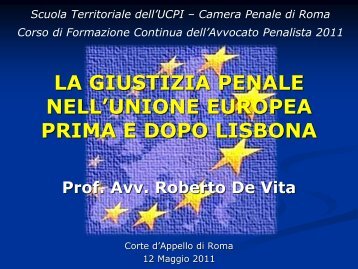 Prof Avv Roberto De Vita - Camera Penale di Roma
