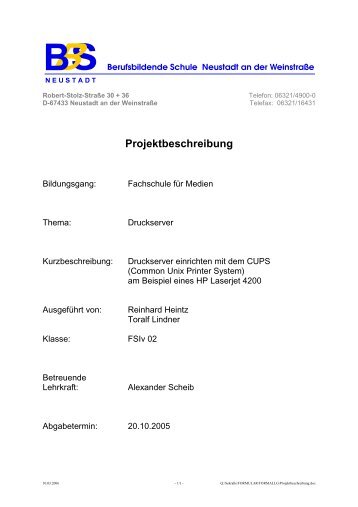 Projektbeschreibung - Berufsbildende Schule Neustadt an der ...