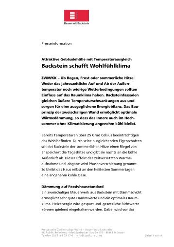 Backstein schafft Wohlfühlklima