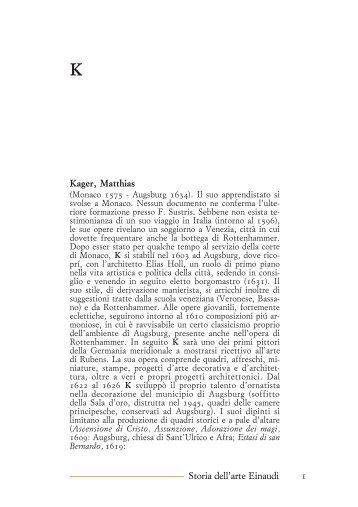 Kager, Matthias 1 Storia dell'arte Einaudi - Artleo.It