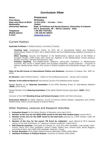 Curriculum Vitae Current Position Other Positions, Lectures and ...