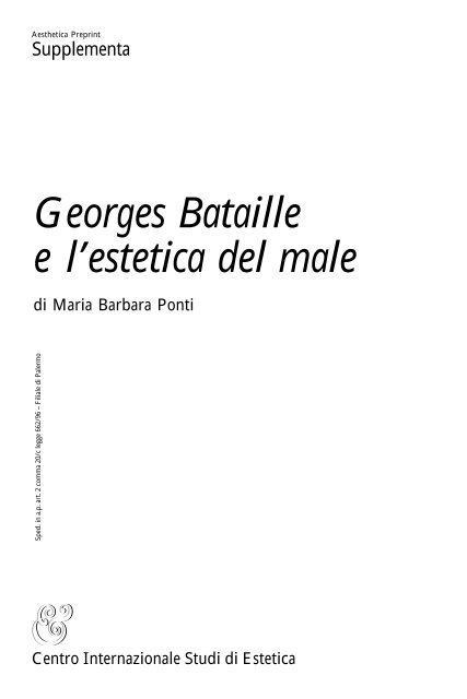 Georges Bataille e l'estetica del male - Università di Palermo