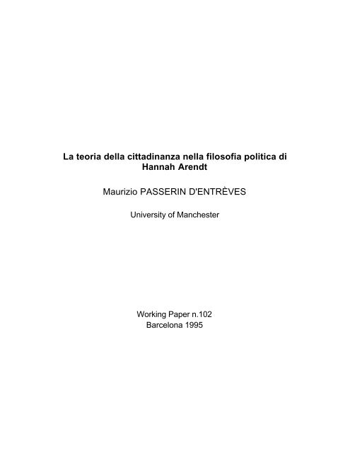 La teoria della cittadinanza nella filosofia politica di ... - Recercat