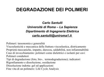 Degradazione dei polimeri, Roma - carlo santulli home page