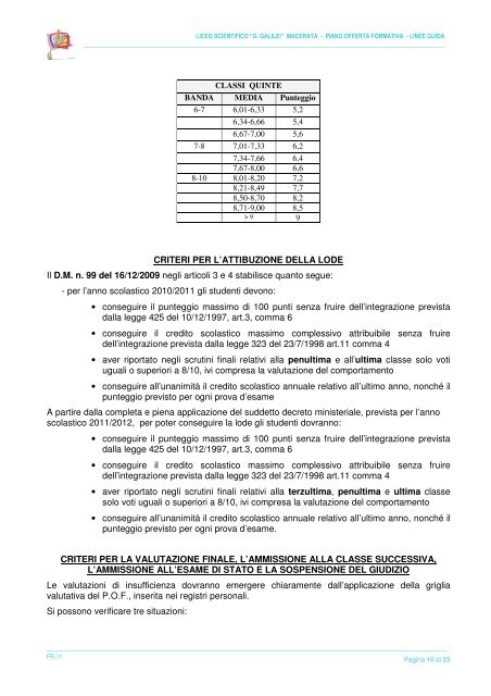 P.O.F. 2010/2011 linee guida - Liceo Scientifico