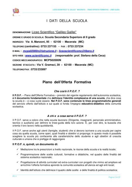 P.O.F. 2010/2011 linee guida - Liceo Scientifico