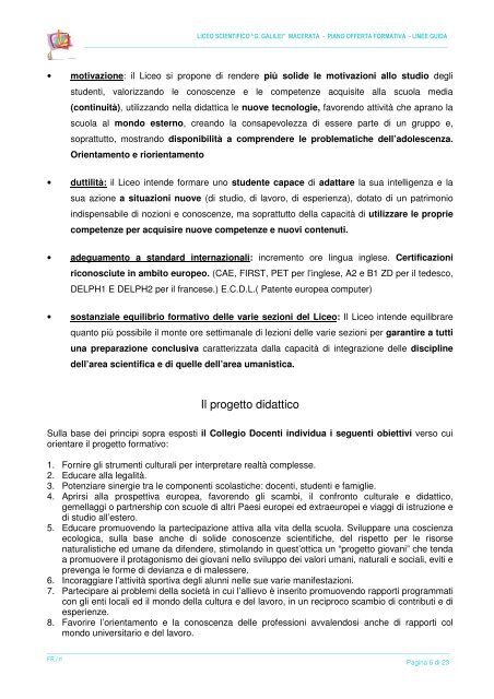 P.O.F. 2010/2011 linee guida - Liceo Scientifico