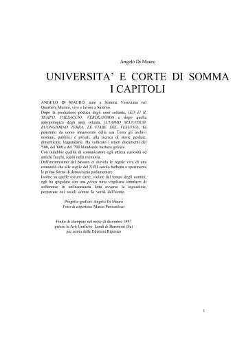 UNIVERSITA' E CORTE DI SOMMA I CAPITOLI - angelo di mauro